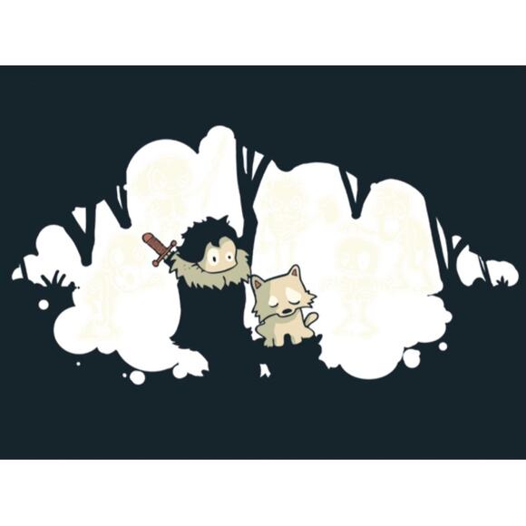 GOT GAME OF THRONES John Snow Unisex Glow in the Dark T-Shirt Navy Size Small - Picture 4 of 7